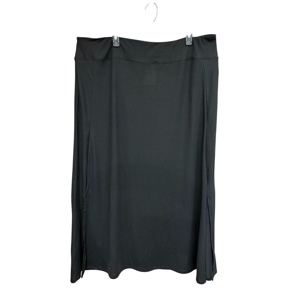 Cuddl Duds Womens 2X Black Skirt With Side Slits Polyester/Spandex‎ Blend